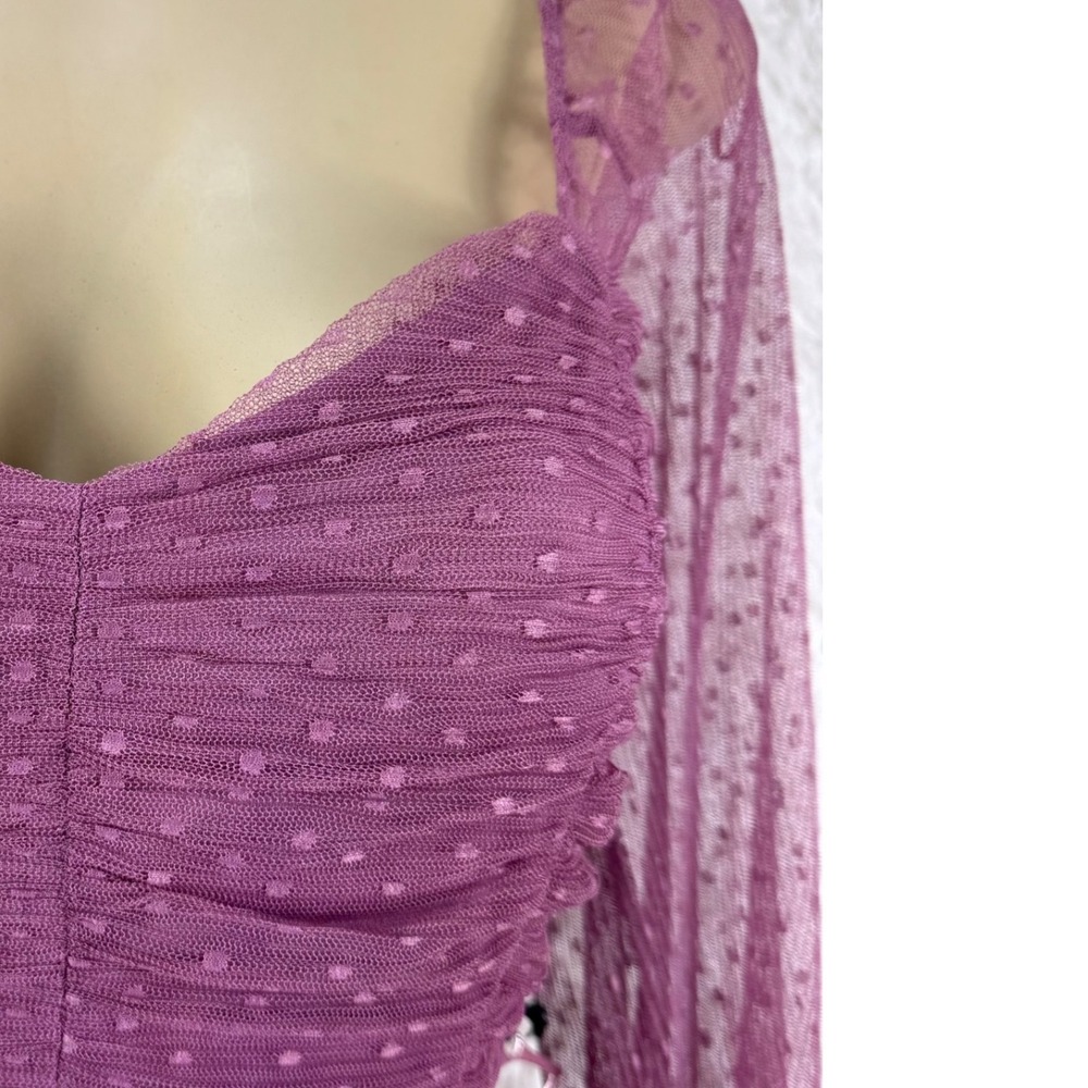 Haute Monde NWT Mauve Ruched Swiss Dot Mesh Bodycon Mini Dress XL - Picture 3 of 5